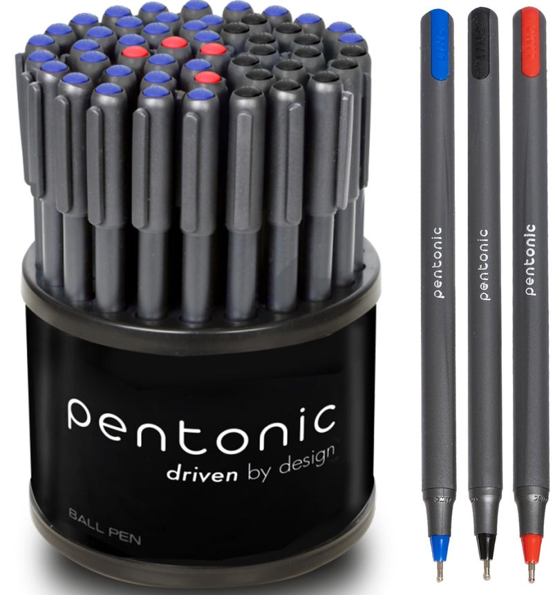 linc Pentonic Ballpoint Pens In Pen Organizer, Bulk 50 Count, Assorted Colored Ink (Red, Black, Blue), 1.0 mm Medium Point, Smooth Writing (PEN12086) - Image 1